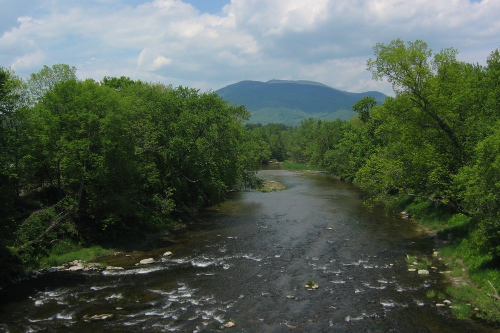 Mount Ascutney rising above the river valley